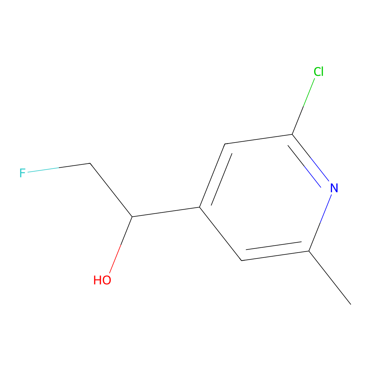 1-(2-Chloro-6-methylpyridin-4-yl)-2-fluoroethan-1-ol molecular structure, CAS 2229506-76-5