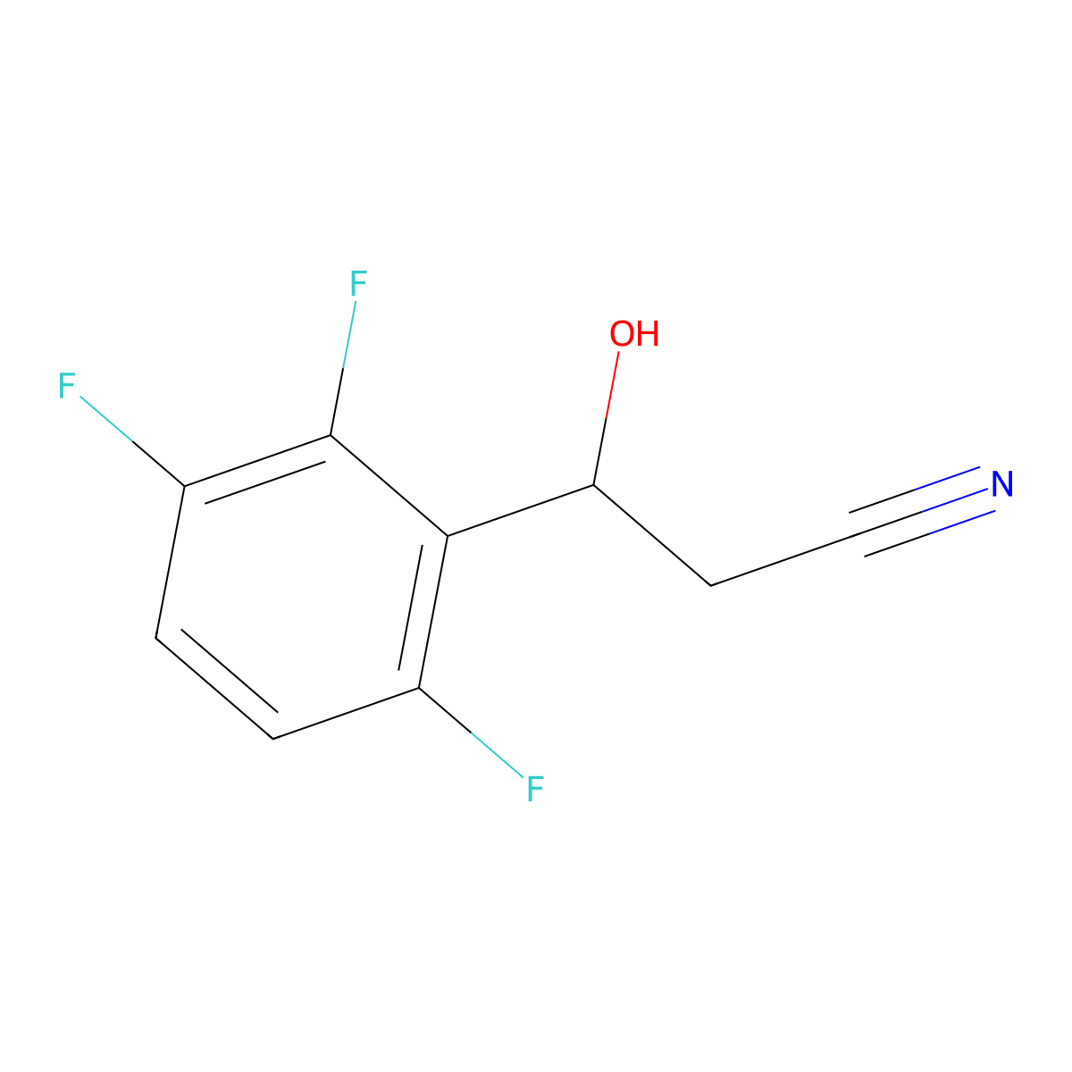 3-Hydroxy-3-(2,3,6-trifluorophenyl)propanenitrile molecular structure, CAS 2229507-00-8