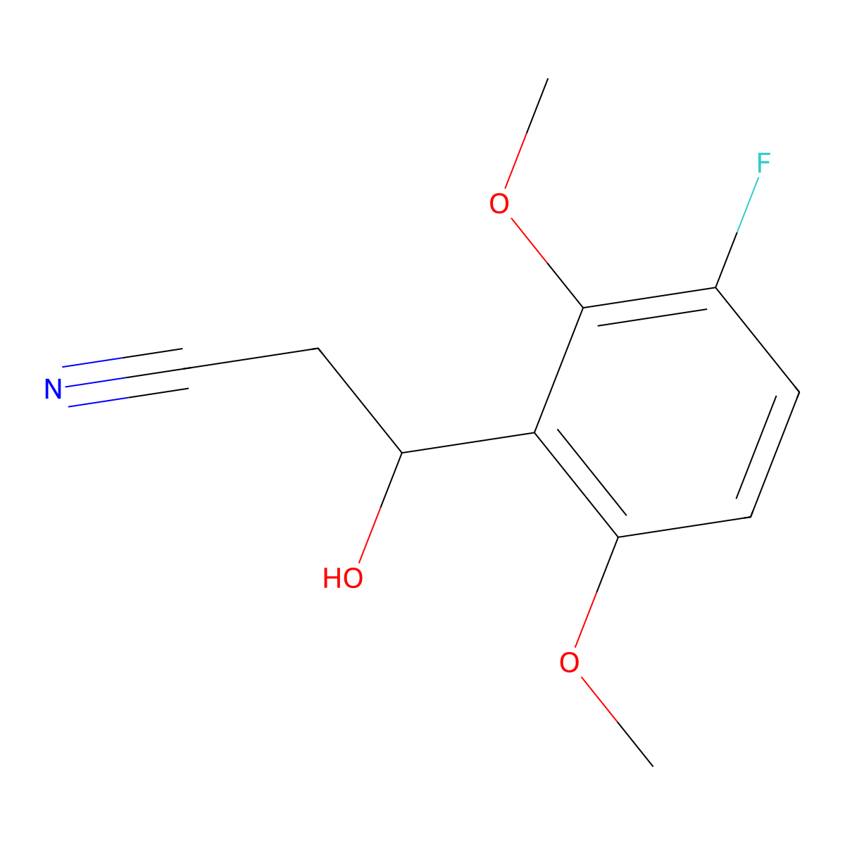 3-(3-Fluoro-2,6-dimethoxyphenyl)-3-hydroxypropanenitrile molecular structure, CAS 2229508-10-3