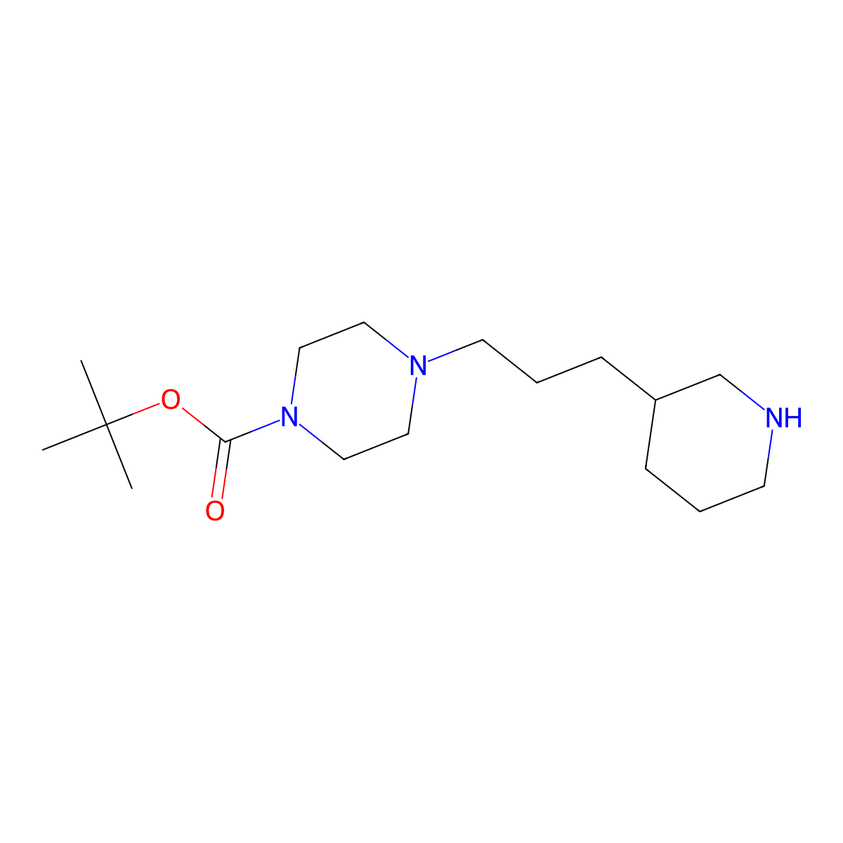 Tert-butyl 4-(3-(piperidin-3-yl)propyl)piperazine-1-carboxylate molecular structure, CAS 2229508-22-7