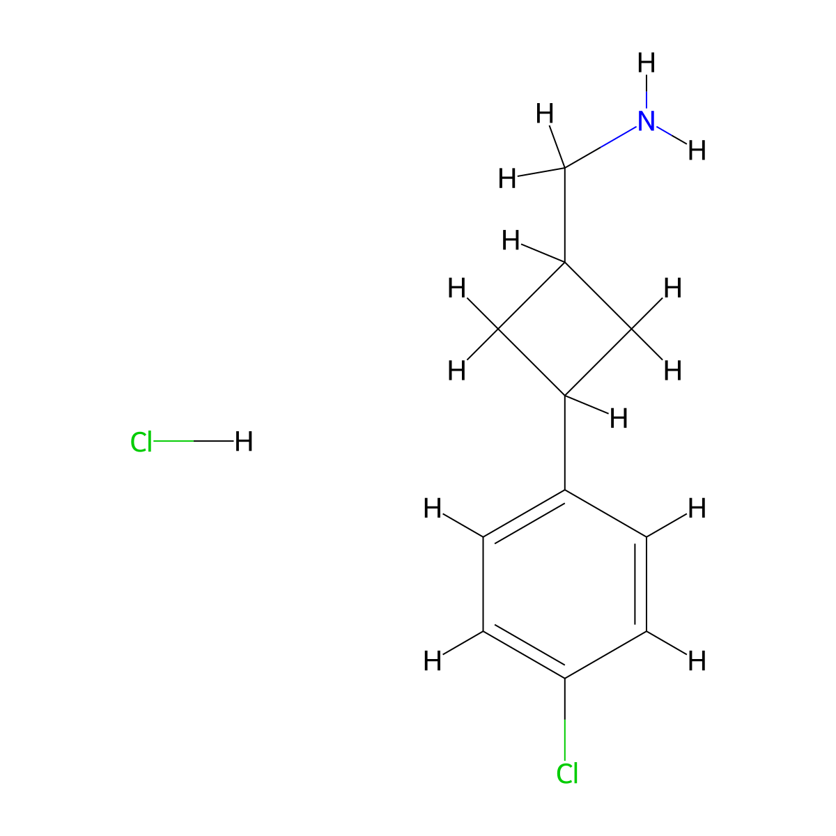 [3-(4-Chlorophenyl)cyclobutyl]methanamine hydrochloride molecular structure, CAS 2229508-98-7