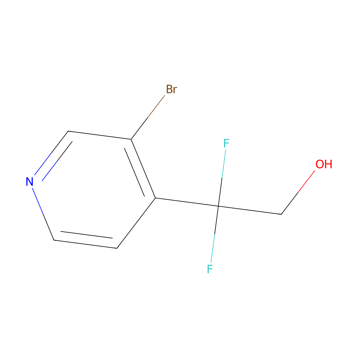 2-(3-Bromopyridin-4-yl)-2,2-difluoroethan-1-ol molecular structure, CAS 2229510-00-1