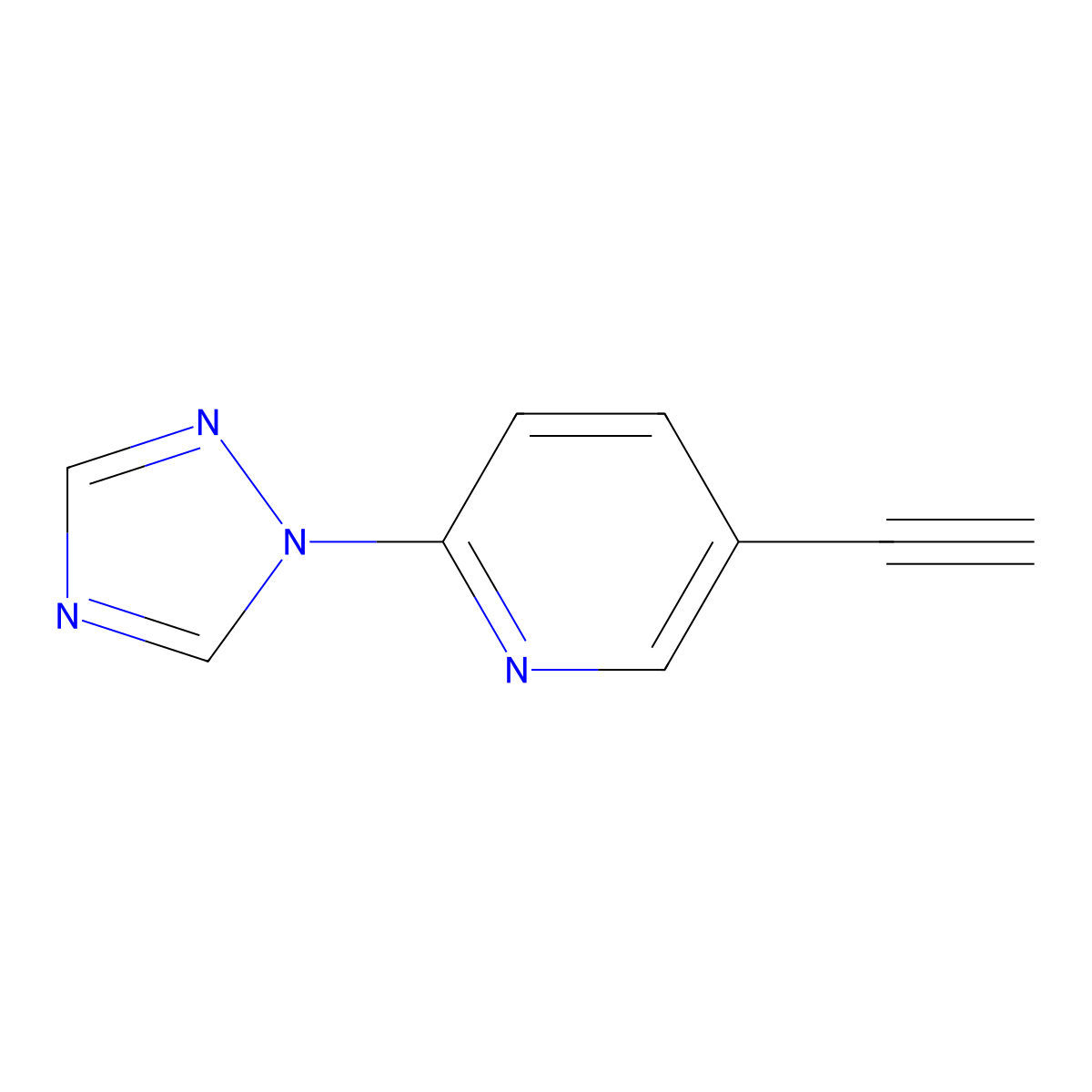 5-ethynyl-2-(1H-1,2,4-triazol-1-yl)pyridine molecular structure, CAS 2229512-49-4