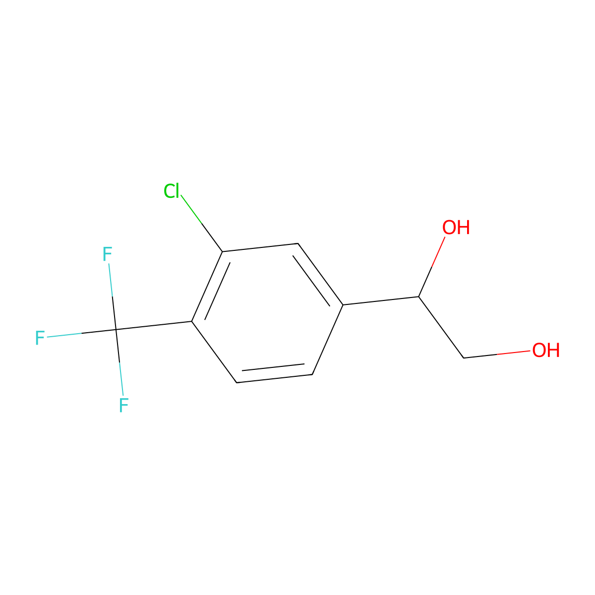 1-[3-Chloro-4-(trifluoromethyl)phenyl]ethane-1,2-diol molecular structure, CAS 2229513-37-3
