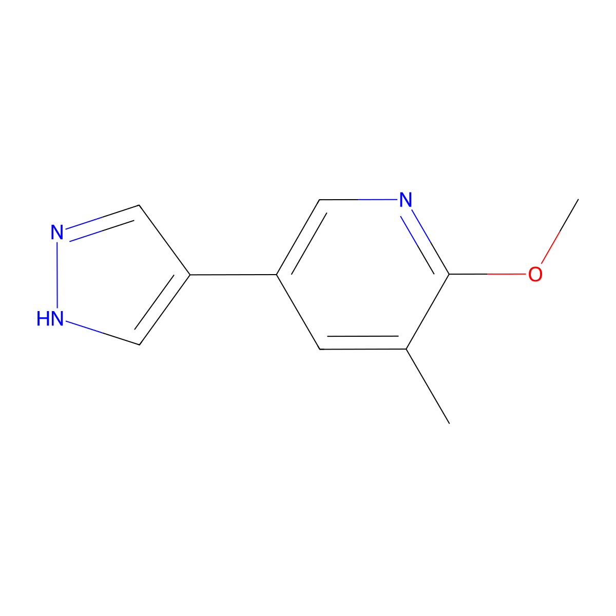 2-methoxy-3-methyl-5-(1H-pyrazol-4-yl)pyridine molecular structure, CAS 2229514-12-7