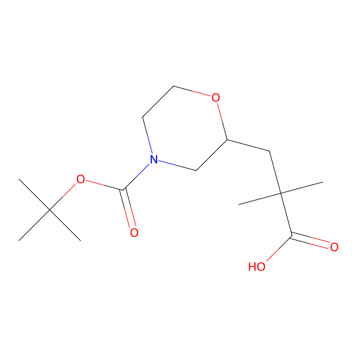 3-{4-[(Tert-butoxy)carbonyl]morpholin-2-yl}-2,2-dimethylpropanoic acid molecular structure, CAS 2229514-21-8