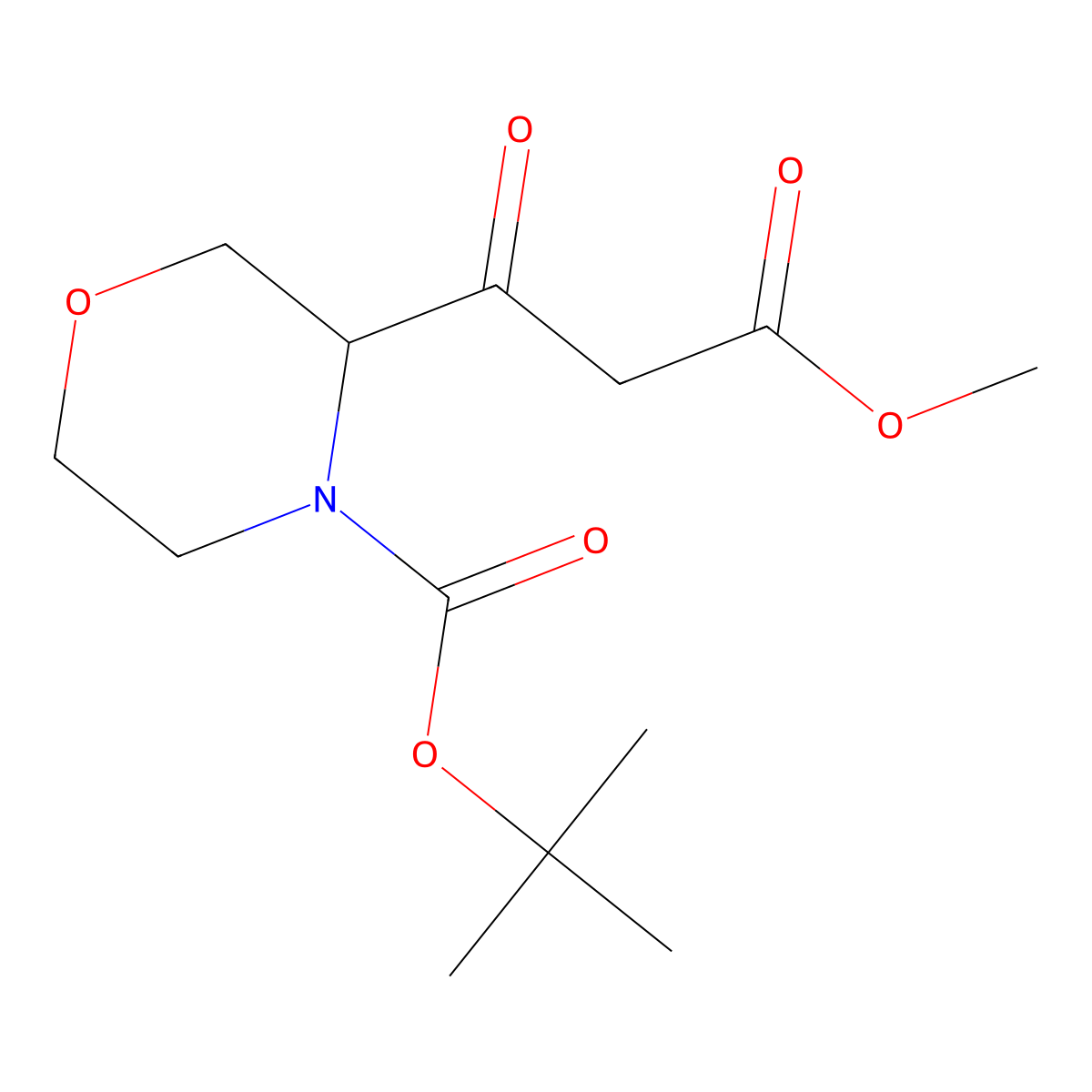 Tert-butyl 3-(3-methoxy-3-oxopropanoyl)morpholine-4-carboxylate molecular structure, CAS 2229514-47-8