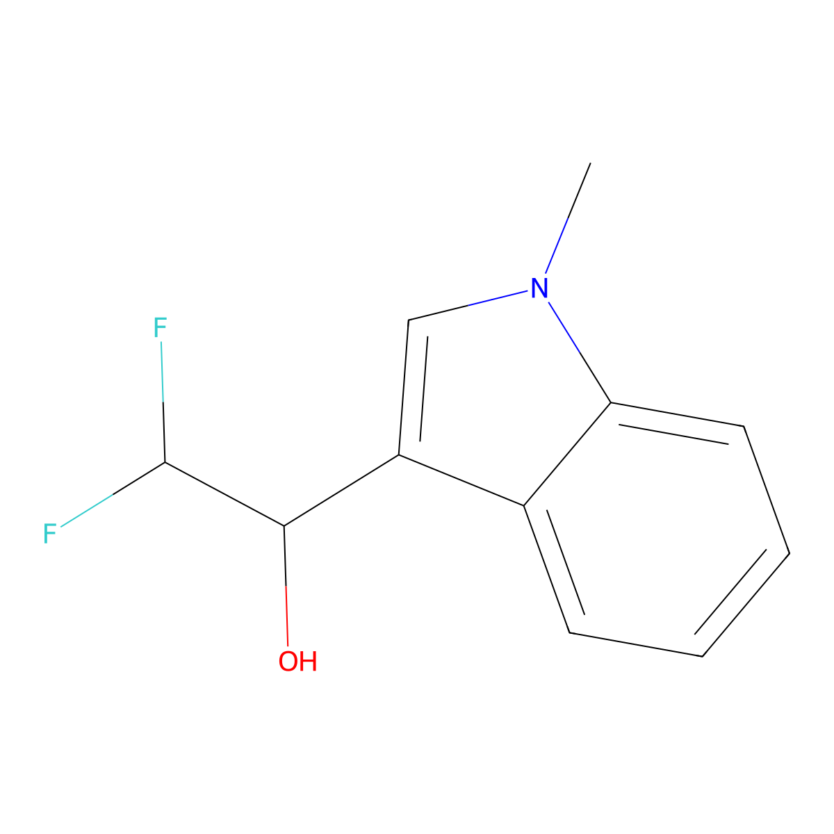 2,2-difluoro-1-(1-methyl-1H-indol-3-yl)ethan-1-ol molecular structure, CAS 2229519-27-9