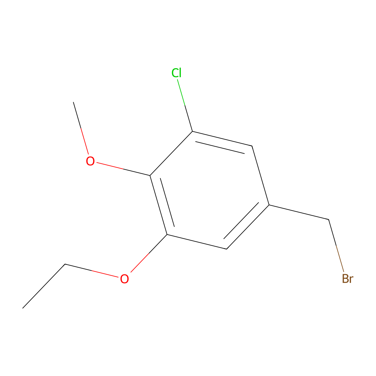 5-(Bromomethyl)-1-chloro-3-ethoxy-2-methoxybenzene molecular structure, CAS 2229519-43-9