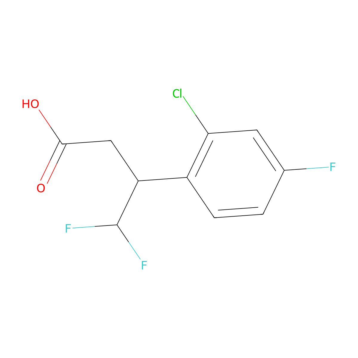 3-(2-Chloro-4-fluorophenyl)-4,4-difluorobutanoic acid molecular structure, CAS 2229519-71-3