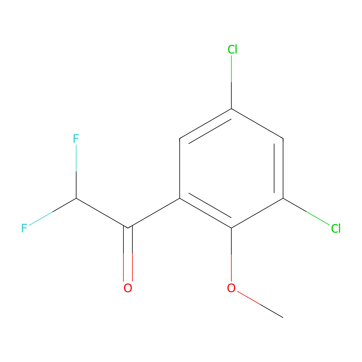 1-(3,5-Dichloro-2-methoxyphenyl)-2,2-difluoroethan-1-one molecular structure, CAS 2229521-25-7