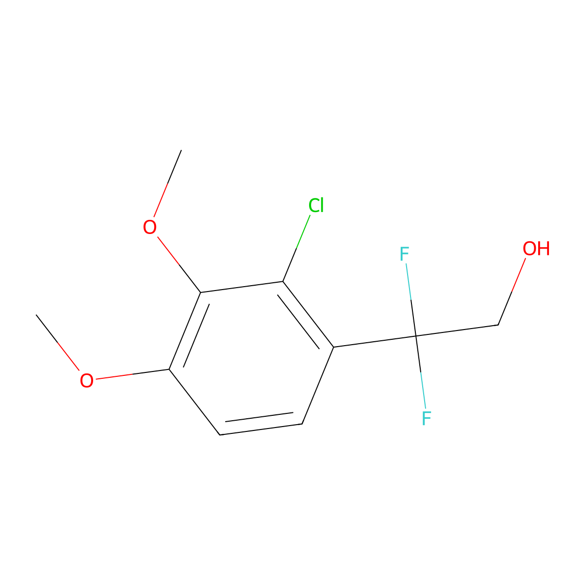 2-(2-Chloro-3,4-dimethoxyphenyl)-2,2-difluoroethan-1-ol molecular structure, CAS 2229521-69-9