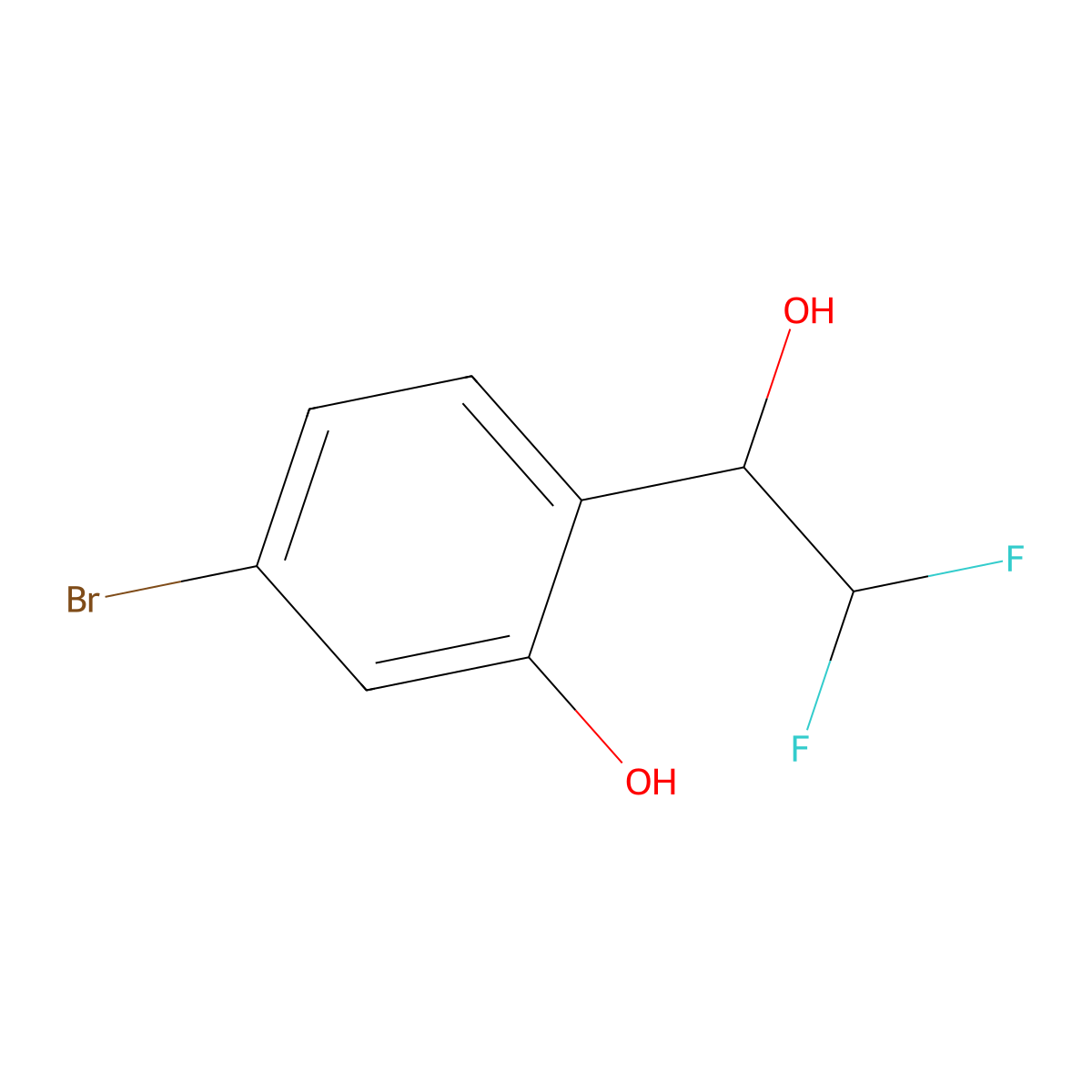 5-Bromo-2-(2,2-difluoro-1-hydroxyethyl)phenol molecular structure, CAS 2229522-35-2