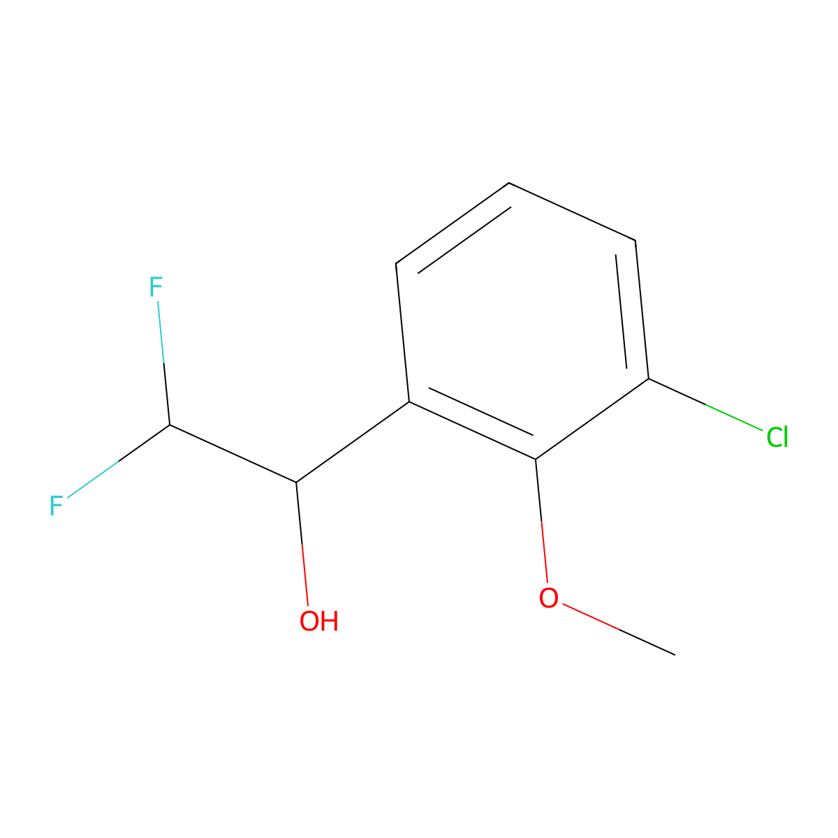 1-(3-Chloro-2-methoxyphenyl)-2,2-difluoroethan-1-ol molecular structure, CAS 2229522-81-8