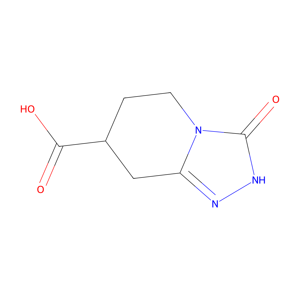 3-oxo-2H,3H,5H,6H,7H,8H-(1,2,4)triazolo(4,3-a)pyridine-7-carboxylic acid molecular structure, CAS 2229526-20-7