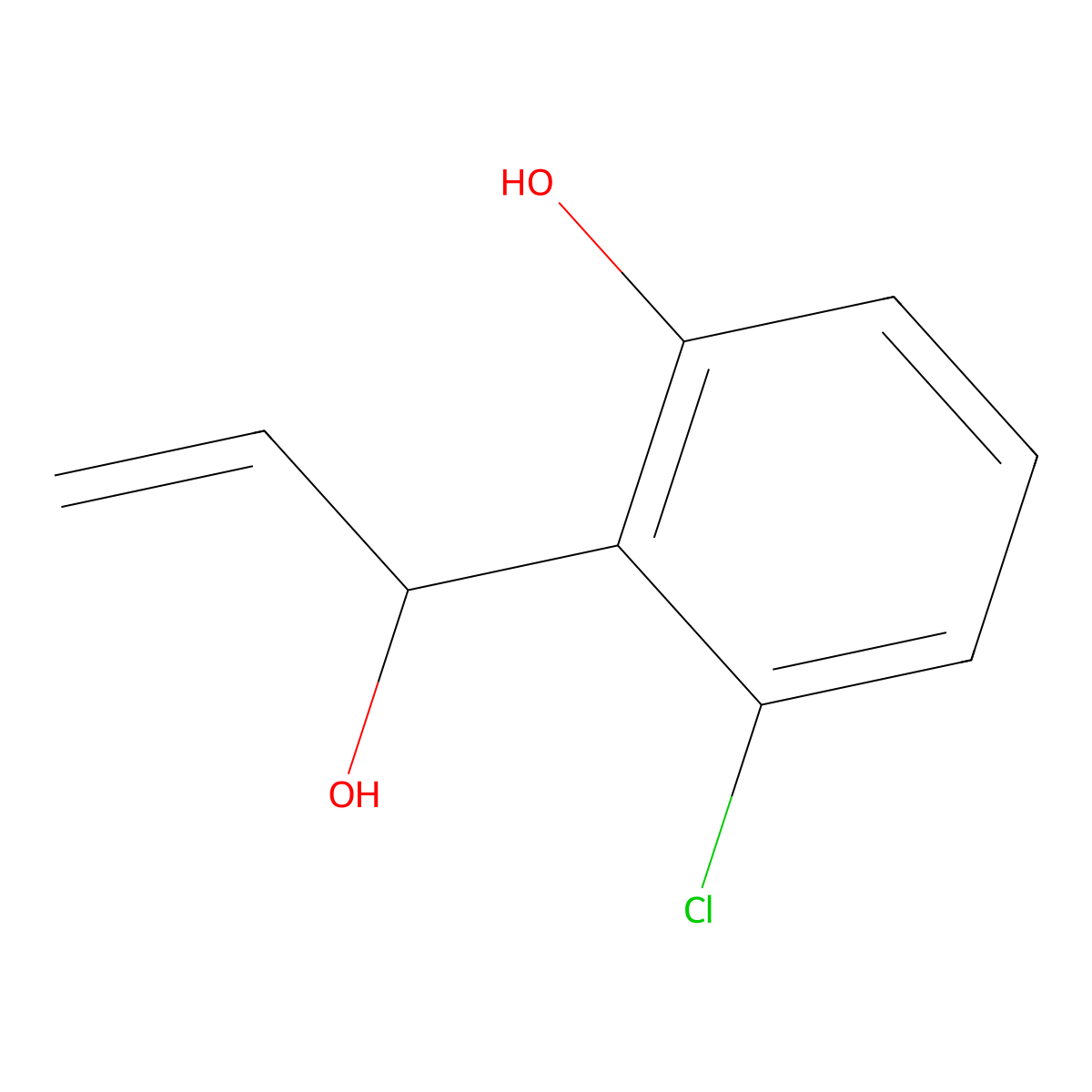 3-Chloro-2-(1-hydroxyprop-2-en-1-yl)phenol molecular structure, CAS 2229526-73-0