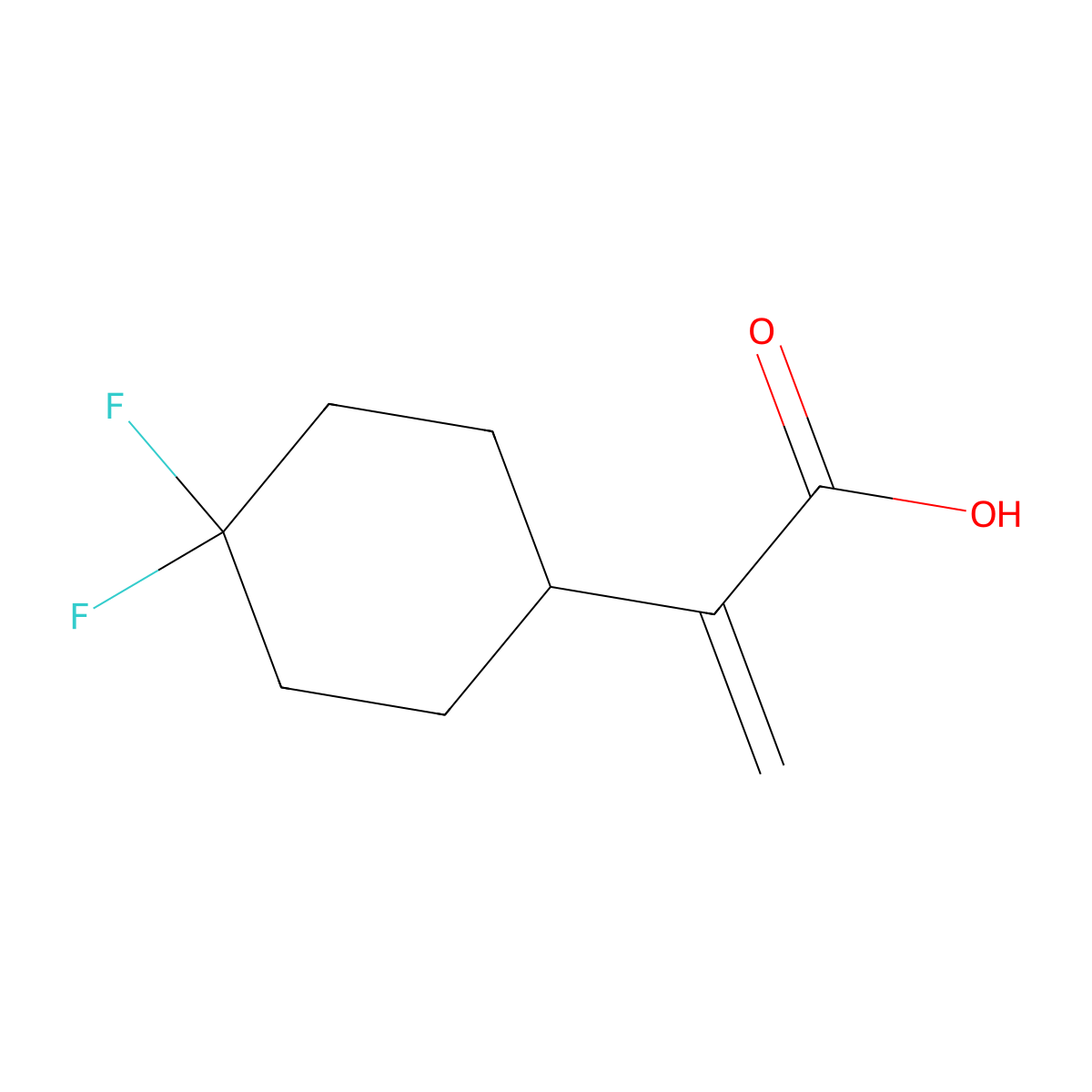 2-(4,4-Difluorocyclohexyl)prop-2-enoicacid molecular structure, CAS 2229527-44-8