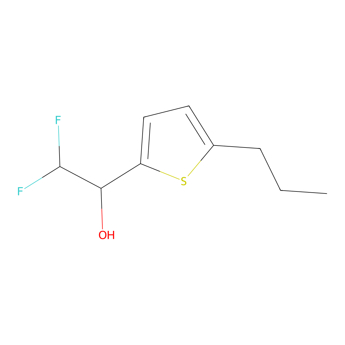 2,2-Difluoro-1-(5-propylthiophen-2-yl)ethan-1-ol molecular structure, CAS 2229528-40-7