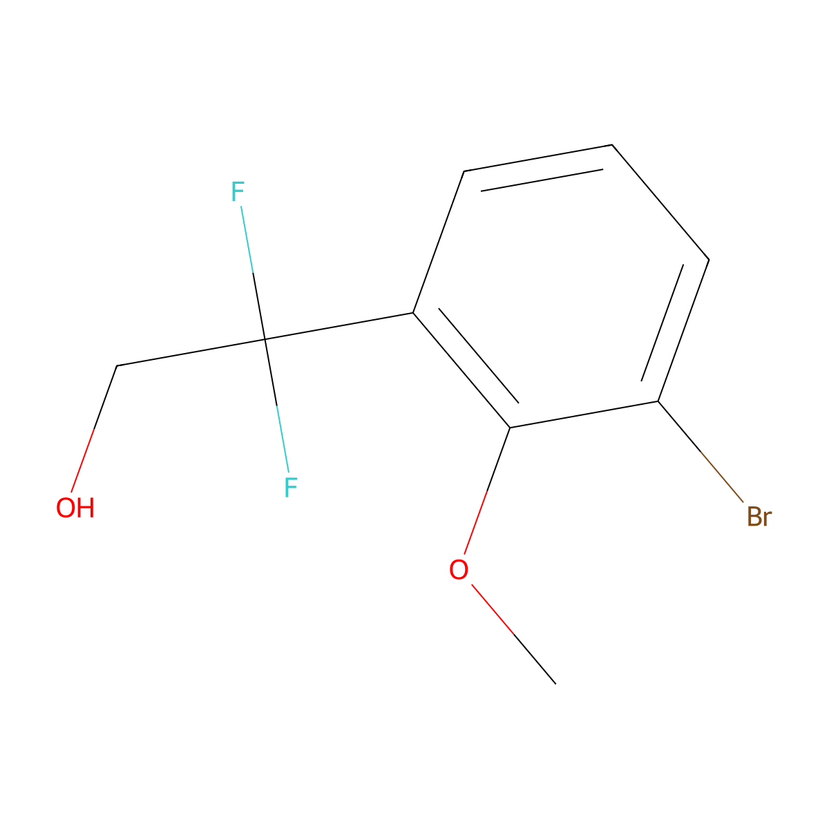 2-(3-Bromo-2-methoxyphenyl)-2,2-difluoroethan-1-ol molecular structure, CAS 2229528-92-9