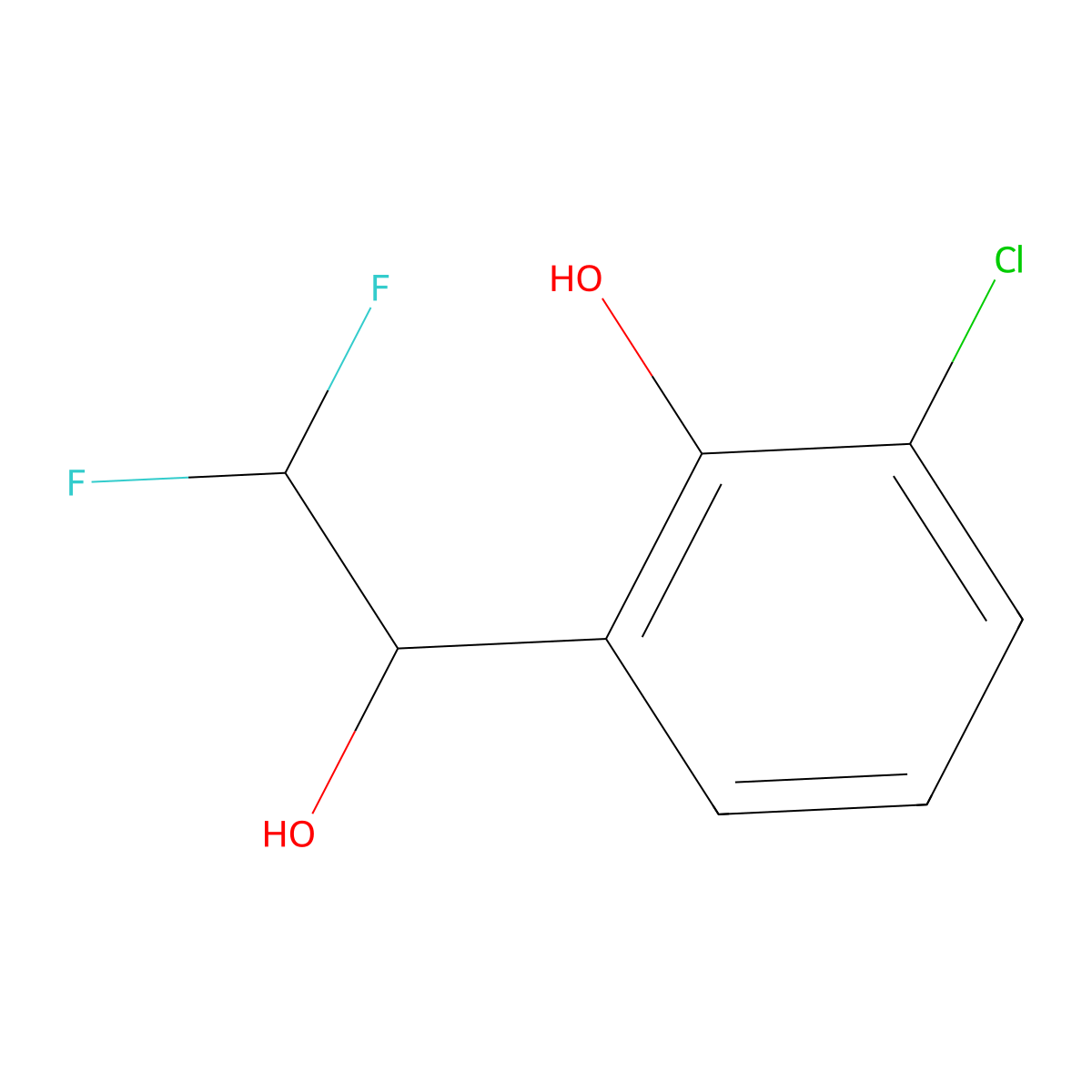 2-Chloro-6-(2,2-difluoro-1-hydroxyethyl)phenol molecular structure, CAS 2229529-84-2