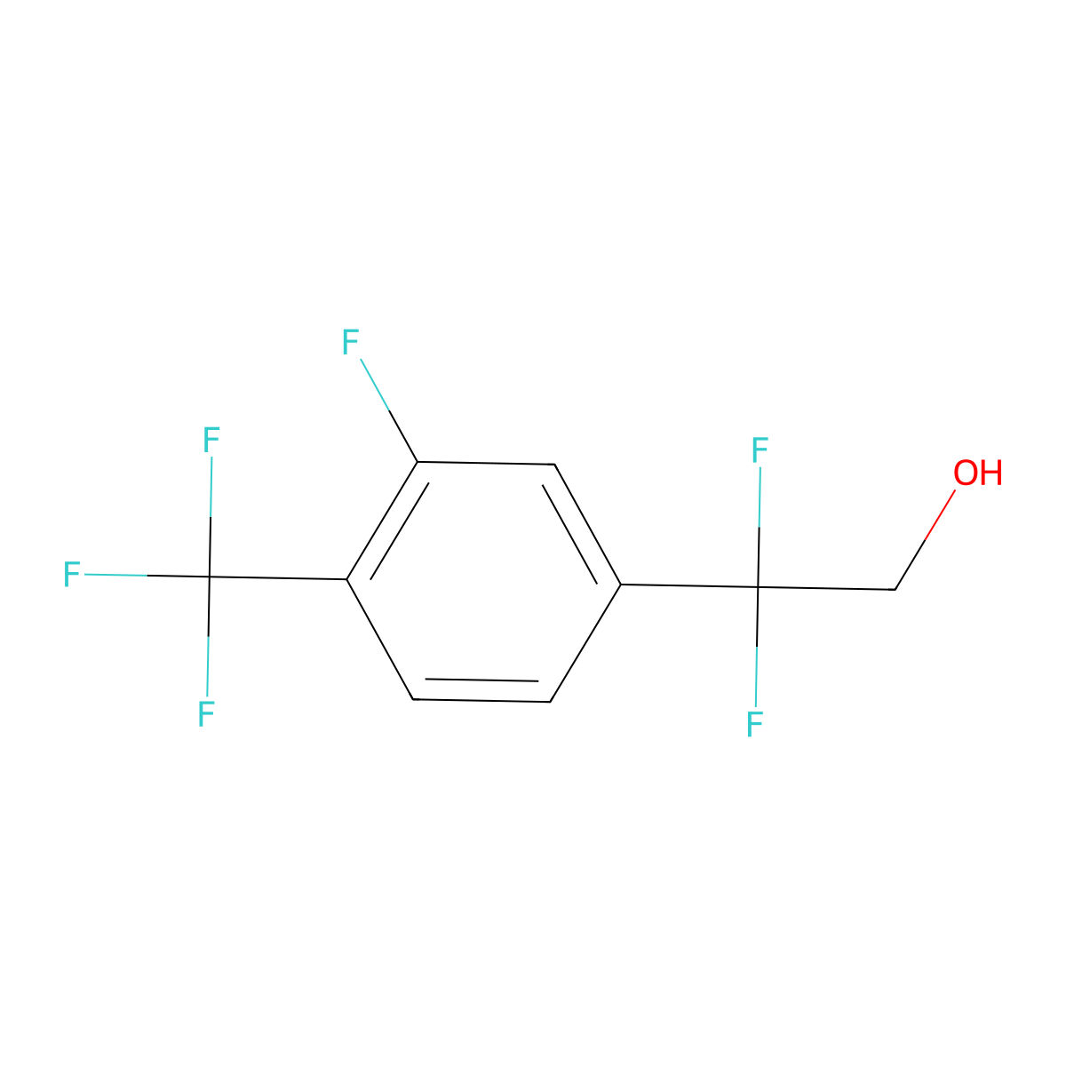 2,2-Difluoro-2-[3-fluoro-4-(trifluoromethyl)phenyl]ethan-1-ol molecular structure, CAS 2229533-33-7