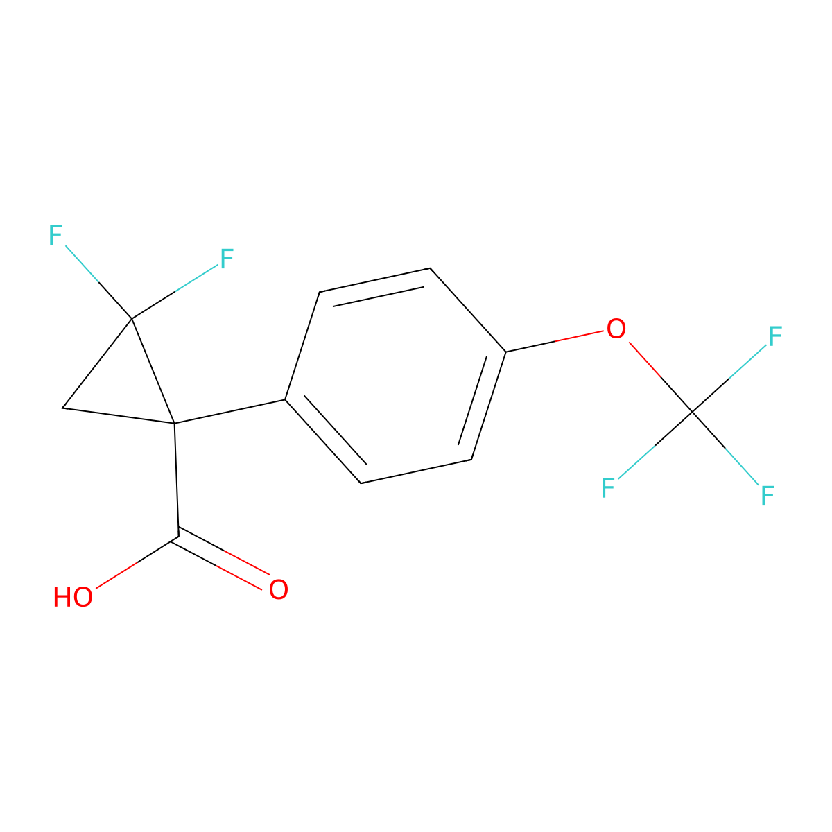 2,2-Difluoro-1-[4-(trifluoromethoxy)phenyl]cyclopropane-1-carboxylic acid molecular structure, CAS 2229533-86-0