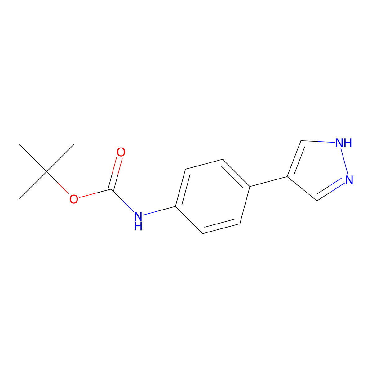 tert-butyl N-[4-(1H-pyrazol-4-yl)phenyl]carbamate molecular structure, CAS 2229535-23-1