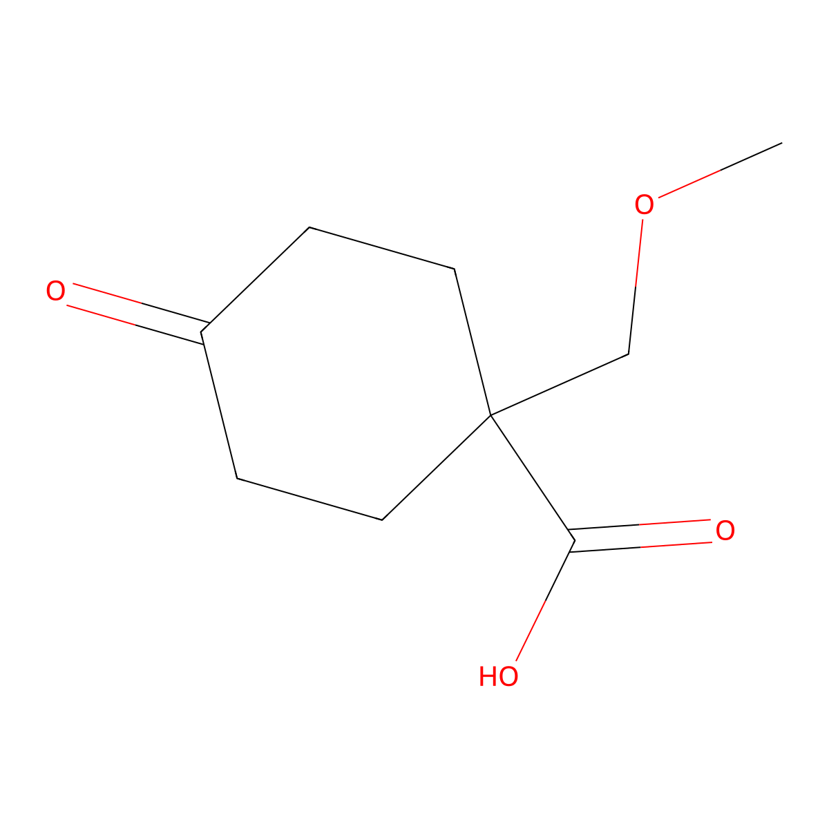 1-(Methoxymethyl)-4-oxocyclohexanecarboxylic acid molecular structure, CAS 2229535-38-8