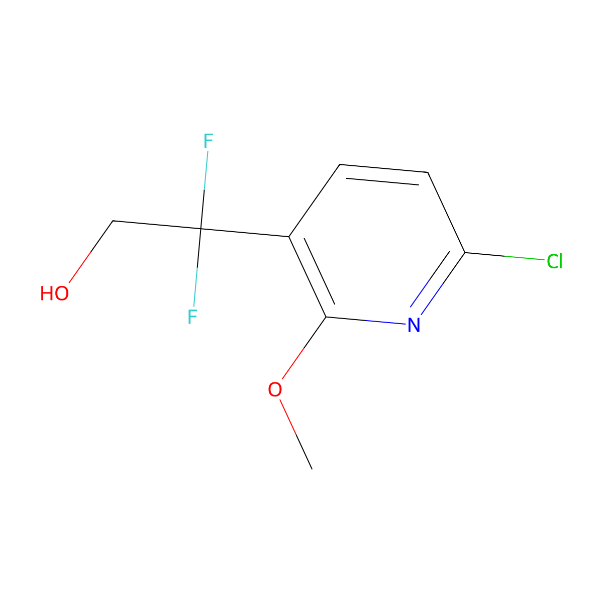 2-(6-Chloro-2-methoxypyridin-3-yl)-2,2-difluoroethan-1-ol molecular structure, CAS 2229537-36-2