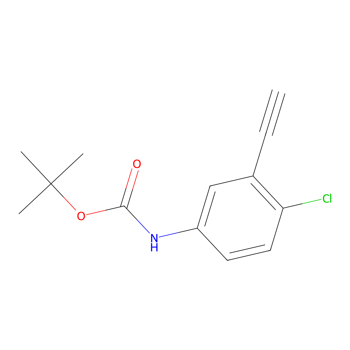 tert-butyl N-(4-chloro-3-ethynylphenyl)carbamate molecular structure, CAS 2229539-23-3