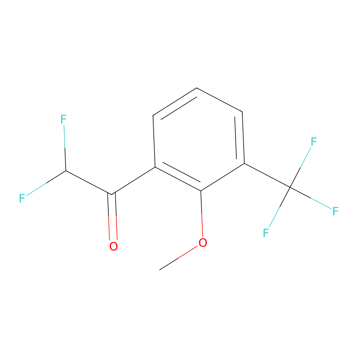 2,2-Difluoro-1-[2-methoxy-3-(trifluoromethyl)phenyl]ethan-1-one molecular structure, CAS 2229540-37-6