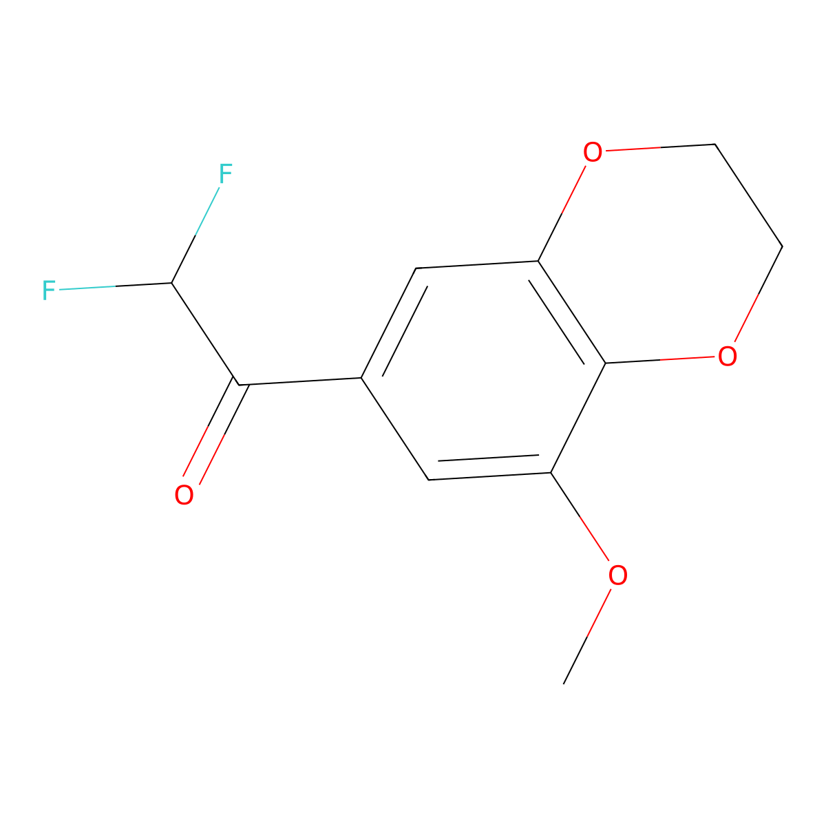2,2-Difluoro-1-(8-methoxy-2,3-dihydro-1,4-benzodioxin-6-yl)ethan-1-one molecular structure, CAS 2229541-85-7