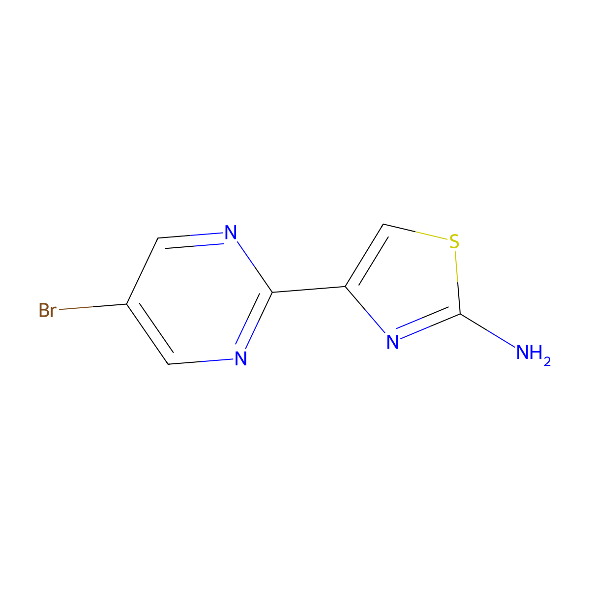 4-(5-Bromopyrimidin-2-yl)-1,3-thiazol-2-amine molecular structure, CAS 2229542-34-9