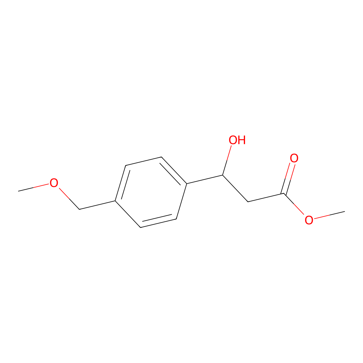 Methyl 3-hydroxy-3-[4-(methoxymethyl)phenyl]propanoate molecular structure, CAS 2229544-92-5