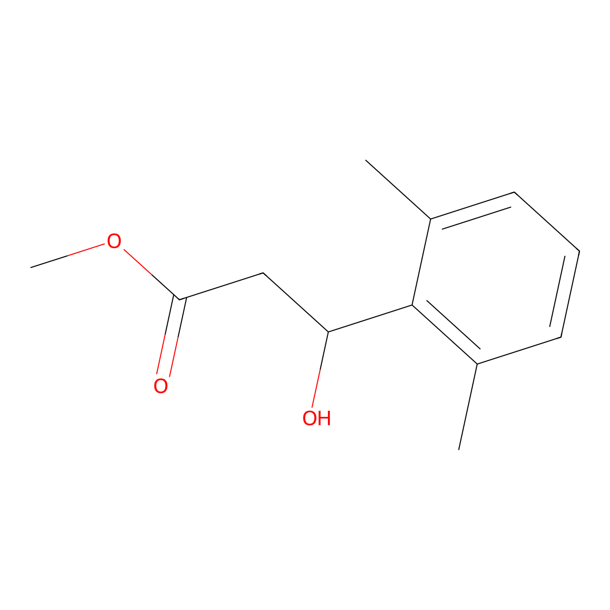 Methyl 3-(2,6-dimethylphenyl)-3-hydroxypropanoate molecular structure, CAS 2229545-21-3