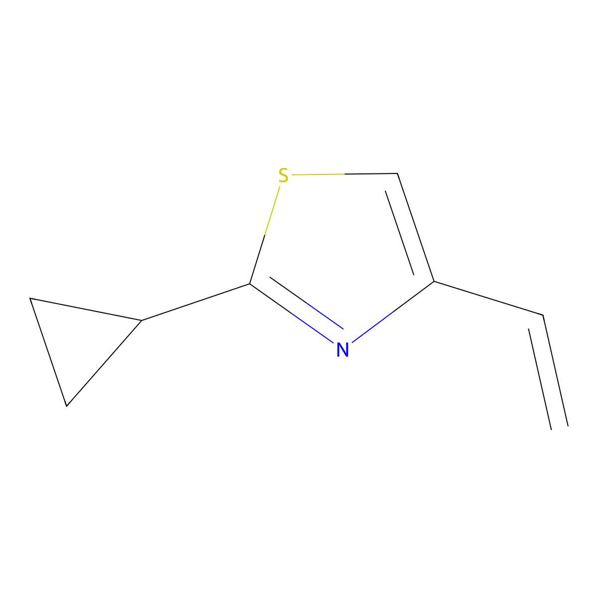 2-Cyclopropyl-4-ethenyl-1,3-thiazole molecular structure, CAS 2229545-33-7