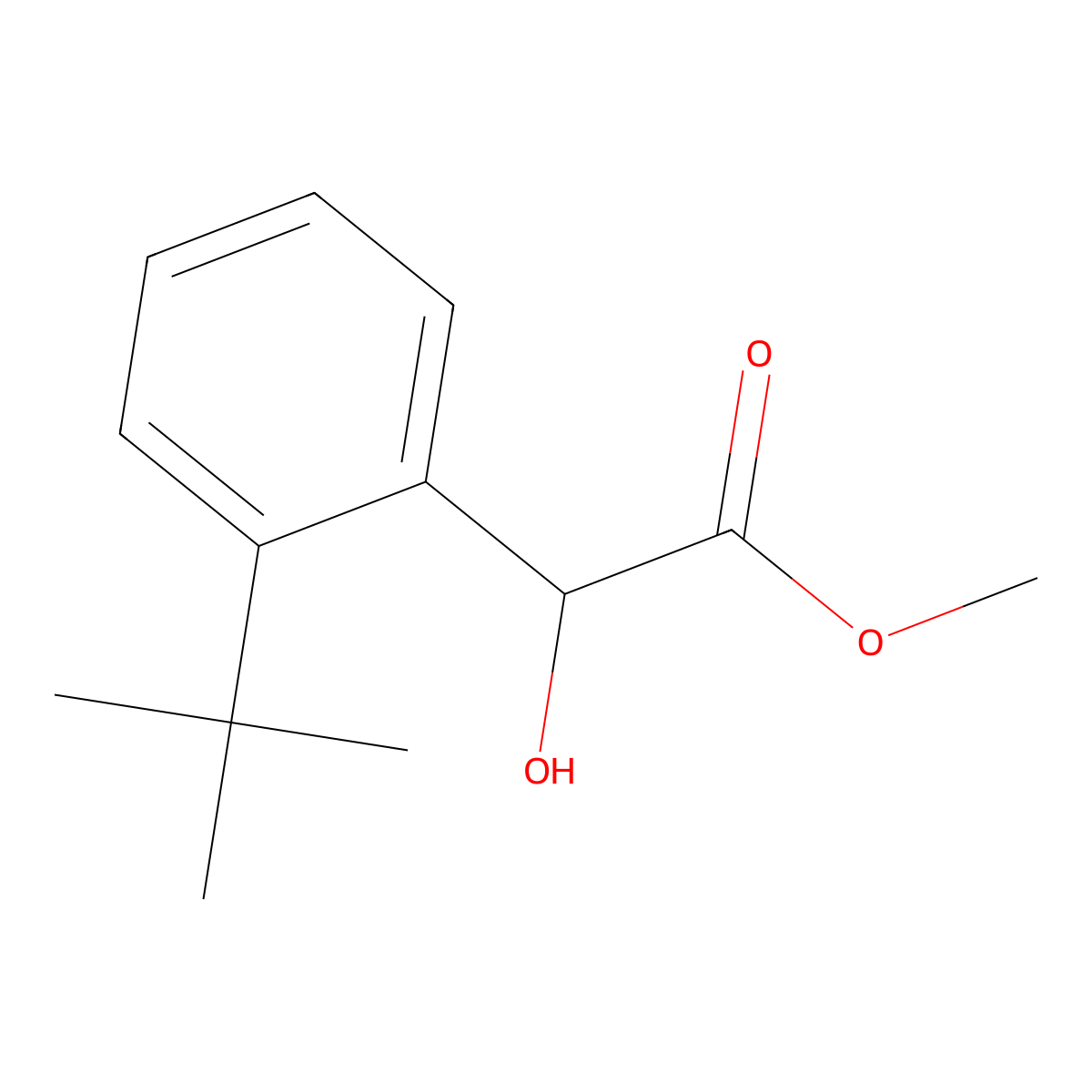 Methyl 2-(2-tert-butylphenyl)-2-hydroxyacetate molecular structure, CAS 2229546-66-9