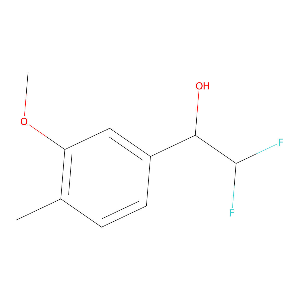 2,2-Difluoro-1-(3-methoxy-4-methylphenyl)ethan-1-ol molecular structure, CAS 2229547-86-6