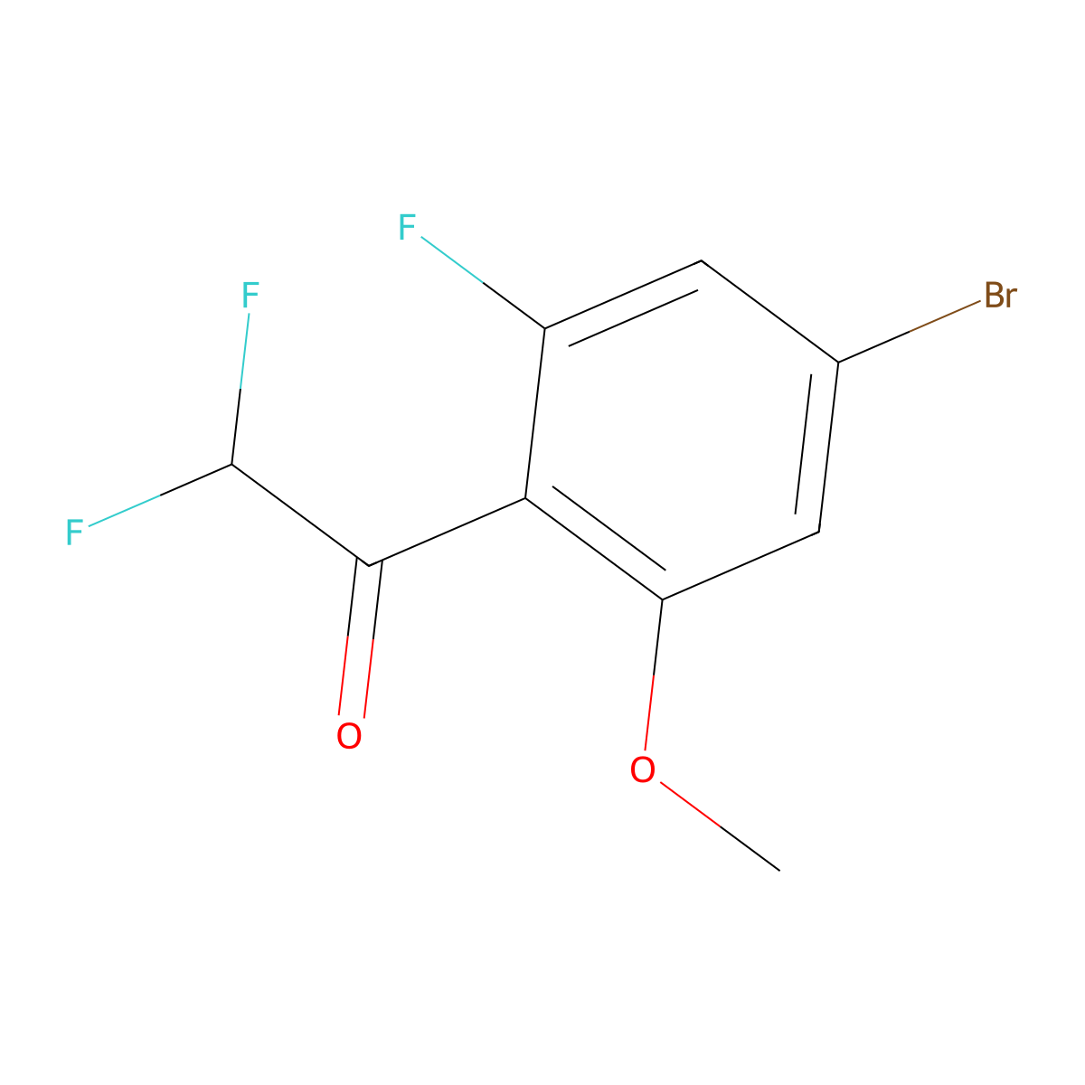 1-(4-Bromo-2-fluoro-6-methoxyphenyl)-2,2-difluoroethan-1-one molecular structure, CAS 2229550-70-1