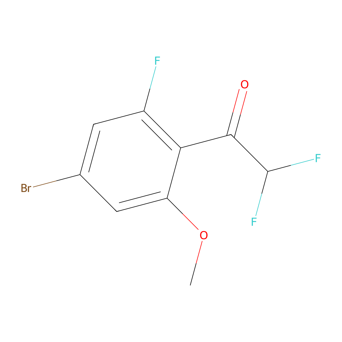 1-(4-Bromo-2-fluoro-6-methoxyphenyl)-2,2-difluoroethan-1-one molecular structure, CAS 2229550-70-1