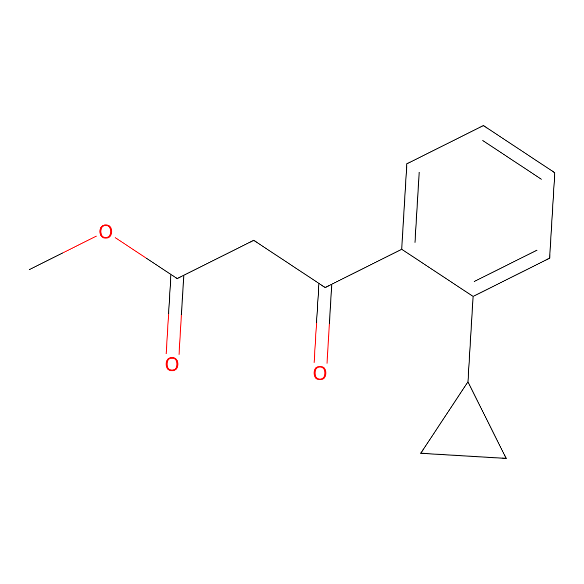 Methyl 3-(2-cyclopropylphenyl)-3-oxopropanoate molecular structure, CAS 2229551-18-0