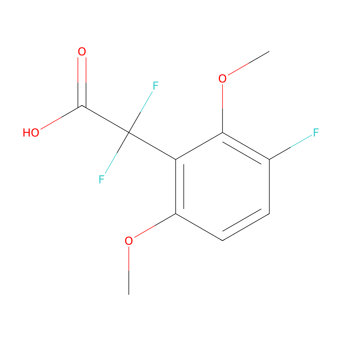 2,2-Difluoro-2-(3-fluoro-2,6-dimethoxyphenyl)acetic acid molecular structure, CAS 2229552-57-0