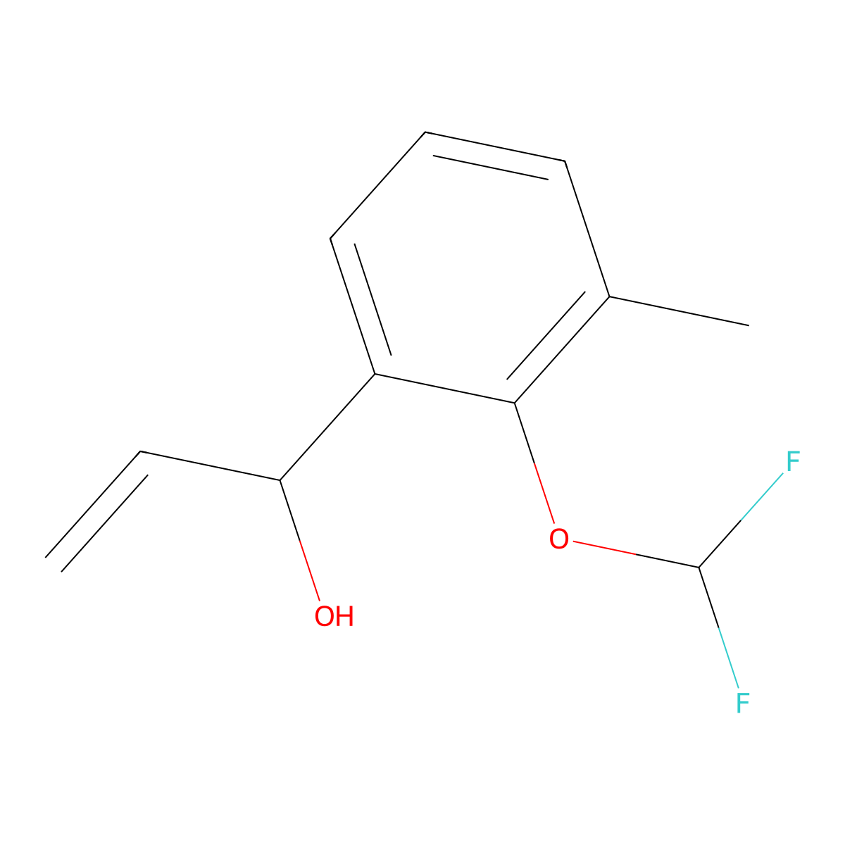 1-[2-(Difluoromethoxy)-3-methylphenyl]prop-2-en-1-ol molecular structure, CAS 2229553-26-6