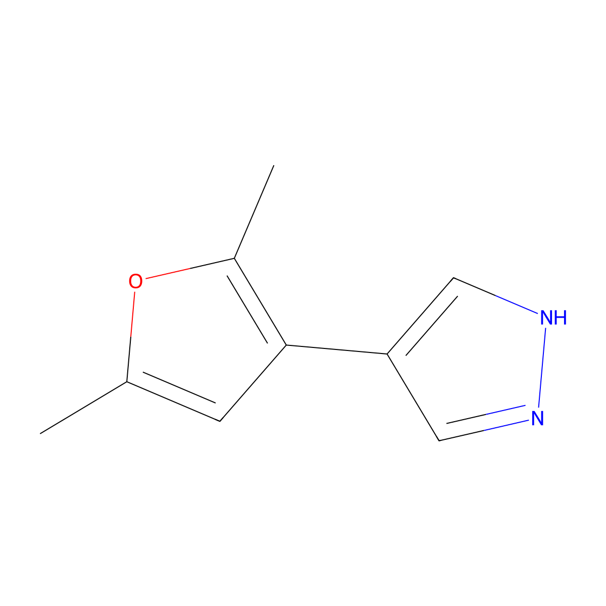 4-(2,5-dimethylfuran-3-yl)-1H-pyrazole molecular structure, CAS 2229556-56-1
