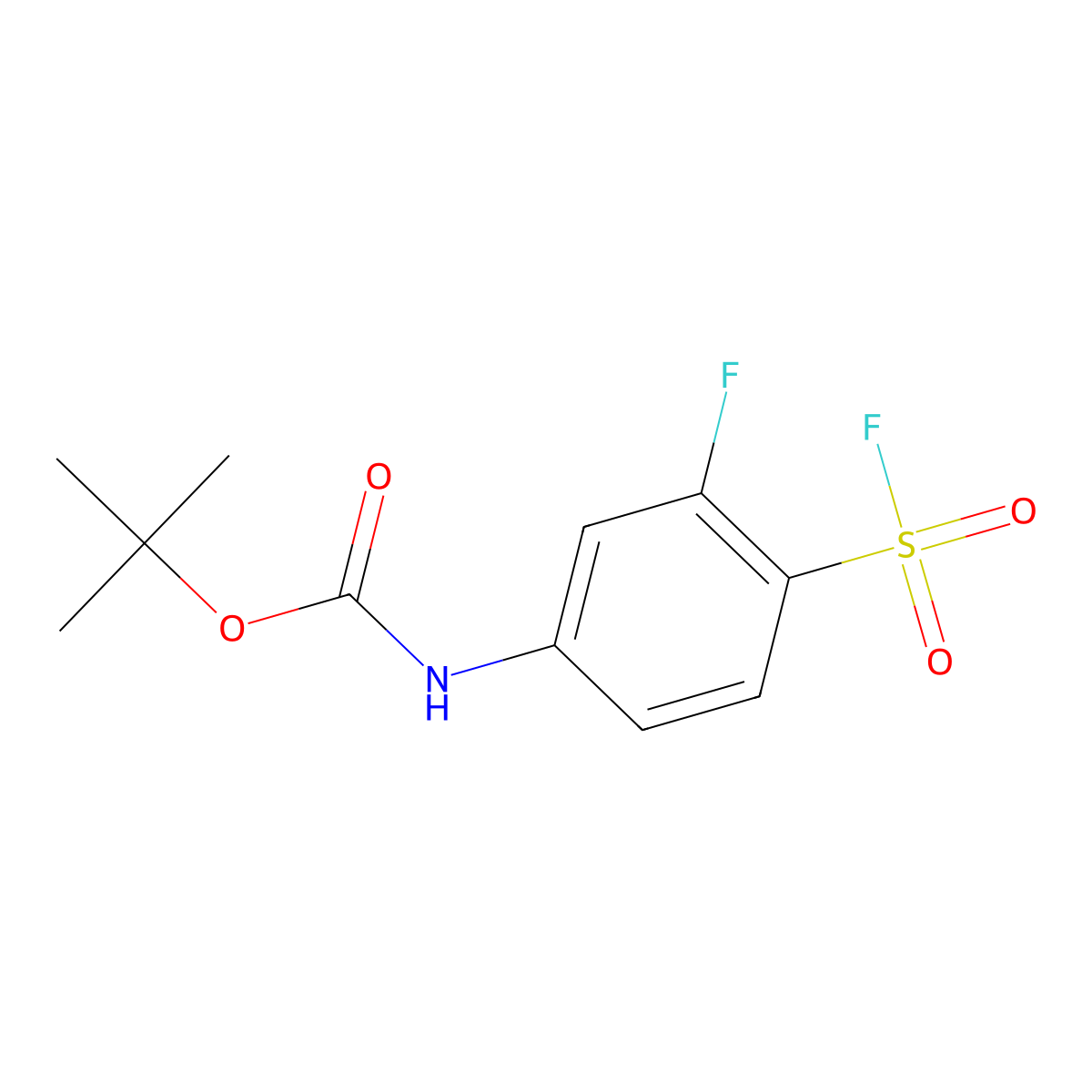 tert-butyl N-[3-fluoro-4-(fluorosulfonyl)phenyl]carbamate molecular structure, CAS 2229557-27-9