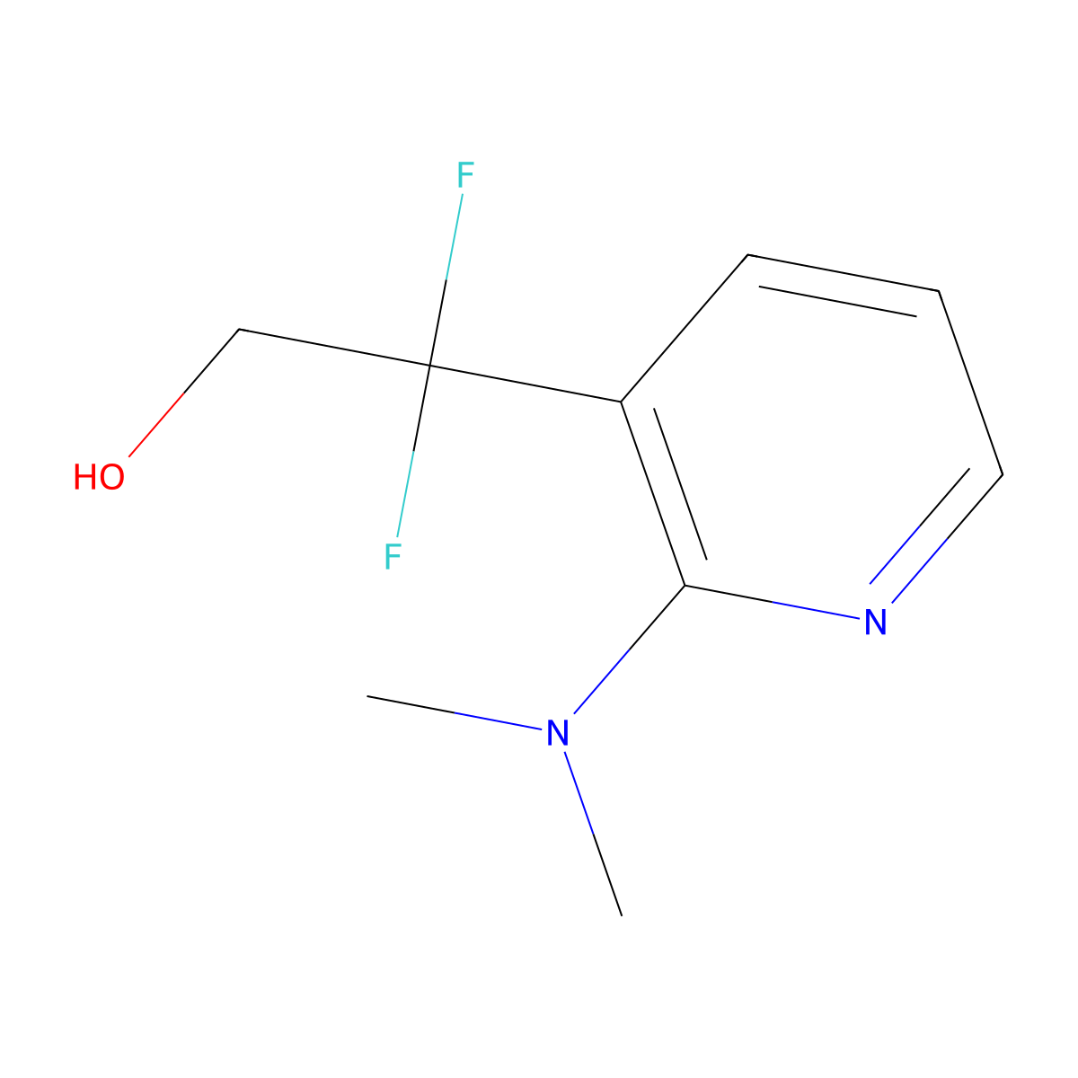 2-[2-(Dimethylamino)pyridin-3-yl]-2,2-difluoroethan-1-ol molecular structure, CAS 2229557-49-5