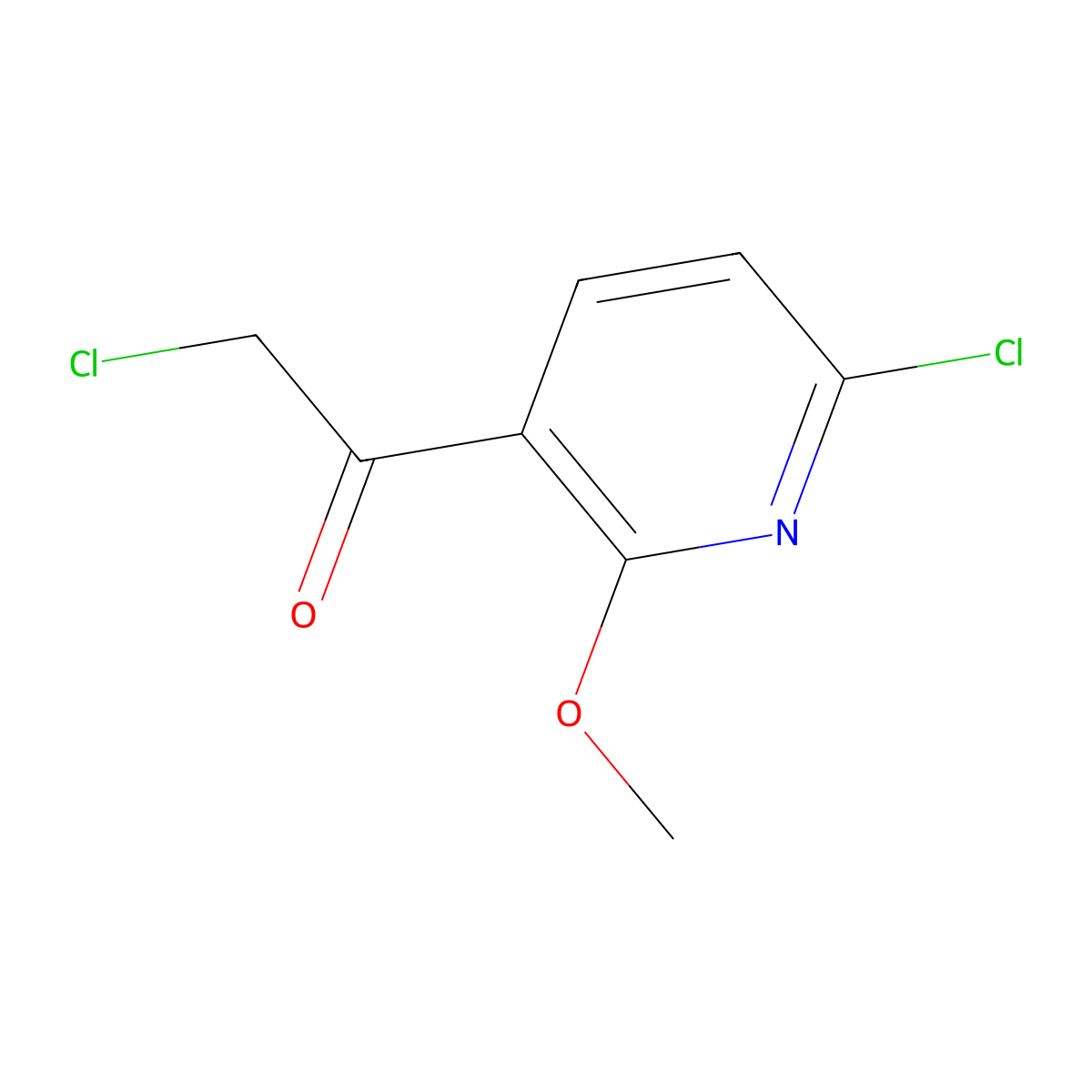 2-Chloro-1-(6-chloro-2-methoxypyridin-3-yl)ethan-1-one molecular structure, CAS 2229559-07-1