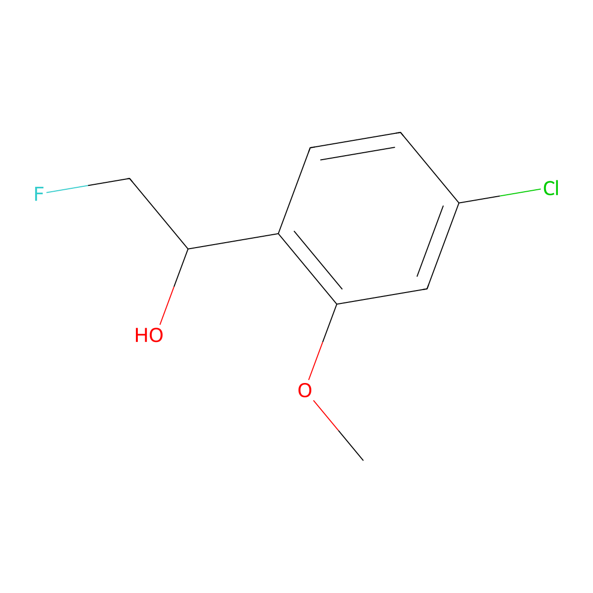 1-(4-Chloro-2-methoxyphenyl)-2-fluoroethan-1-ol molecular structure, CAS 2229560-37-4