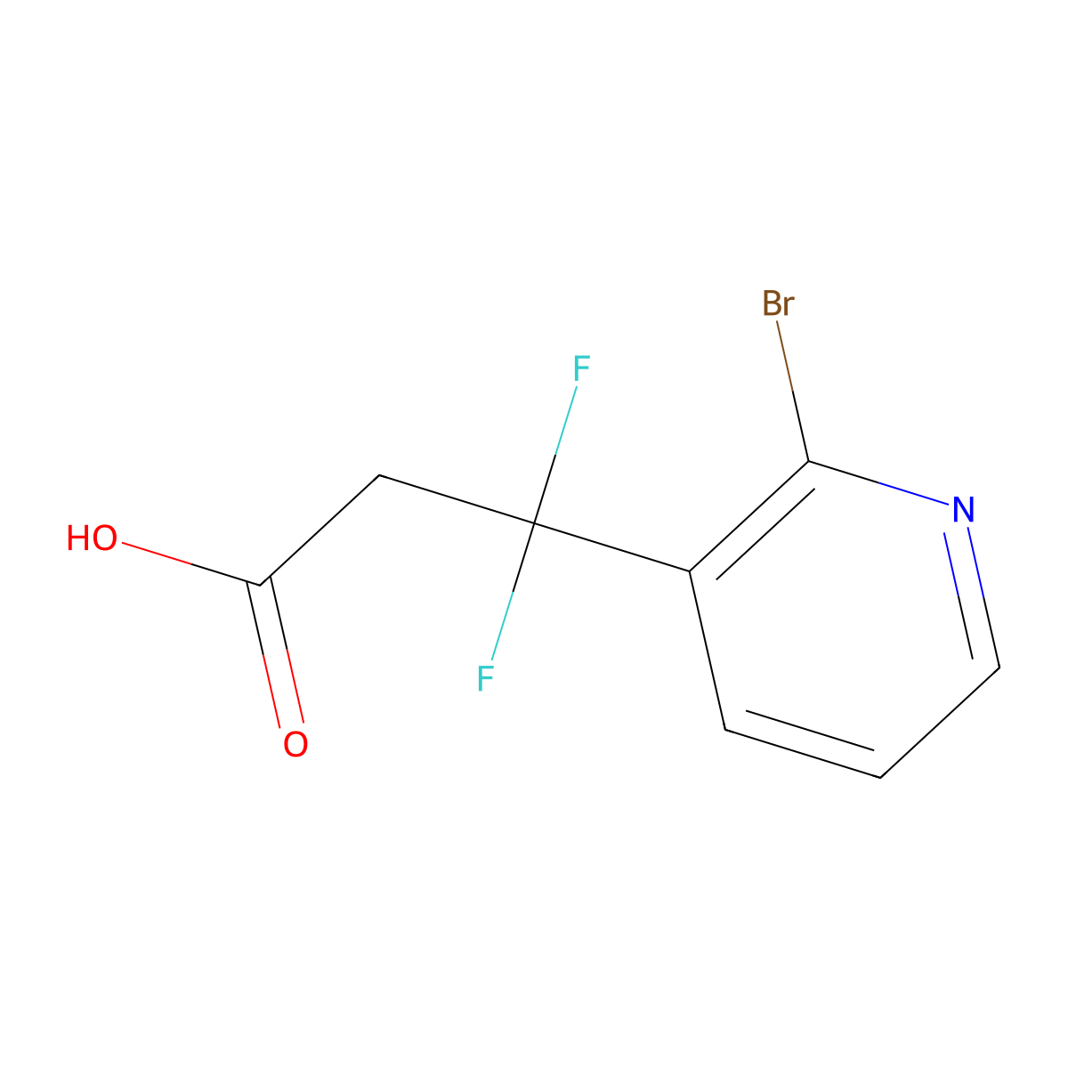 3-(2-Bromopyridin-3-yl)-3,3-difluoropropanoic acid molecular structure, CAS 2229560-44-3