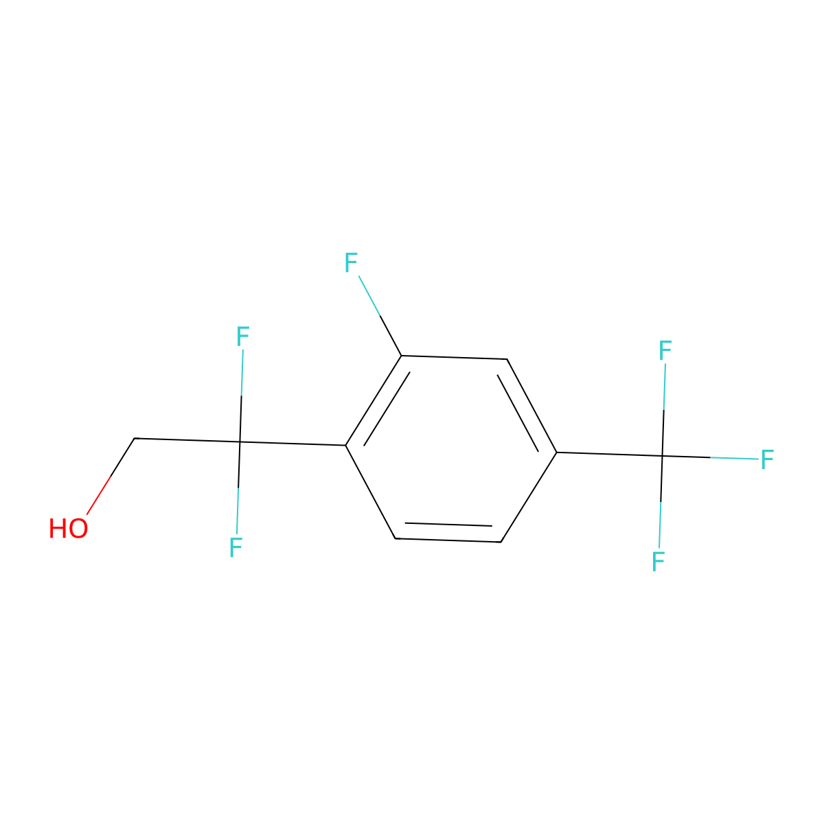 2,2-Difluoro-2-[2-fluoro-4-(trifluoromethyl)phenyl]ethan-1-ol molecular structure, CAS 2229561-13-9